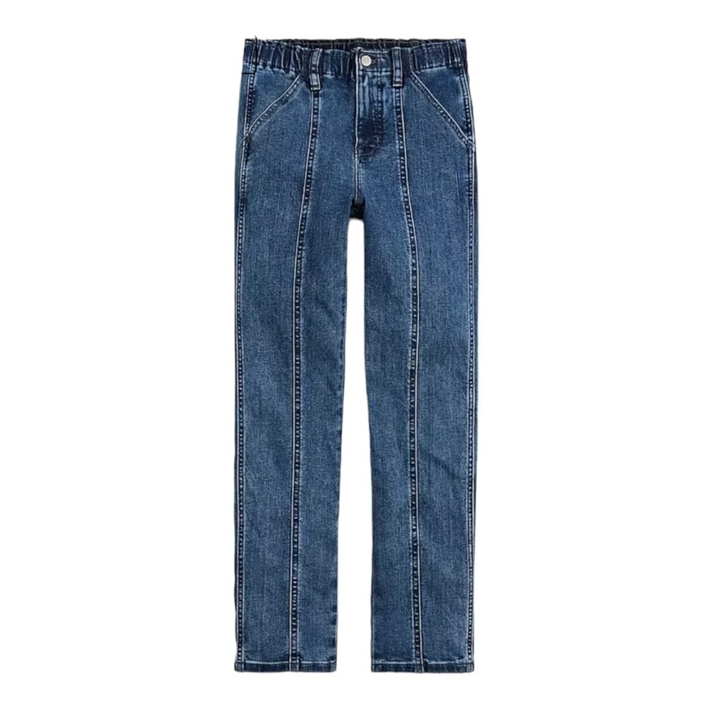 J. Crew Elastic-waist seamed straight jean in signature stretch+. Size 31”.